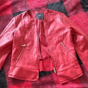 Zara Red Faix Leather Jacket